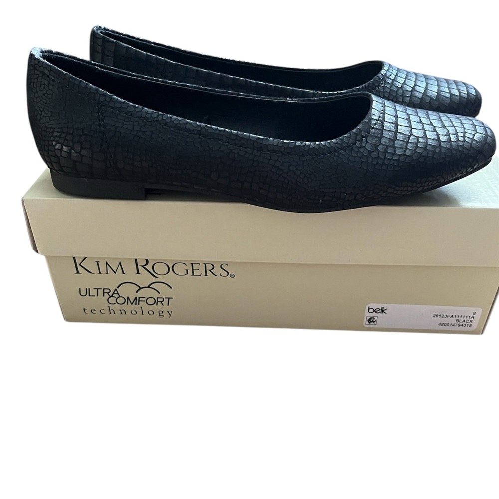Kim Rogers Devyn Flats Ultra Comfort Snakeskin Size 8 Black New in Box
